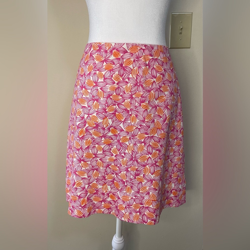 Talbots Floral Orange Pink Pencil Mini Skirt Size 6. NWOT